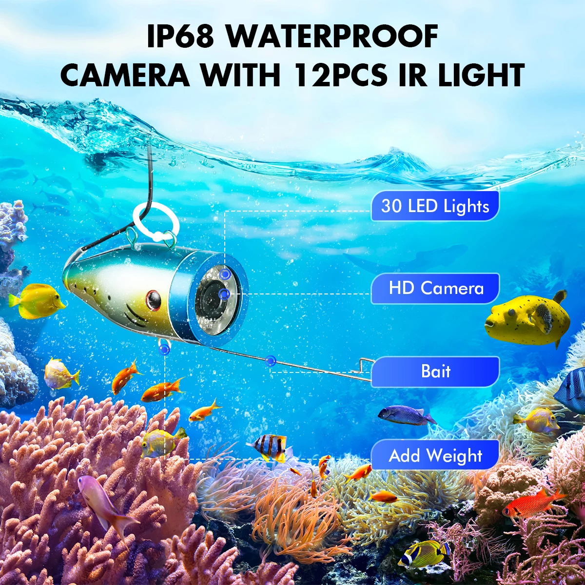 Eyoyo 20M/40M Underwater Fishing Equipment 7 Inch TFT Screen Portable Fish Detector 1000TVL Waterproof Camera For Find Big Fish