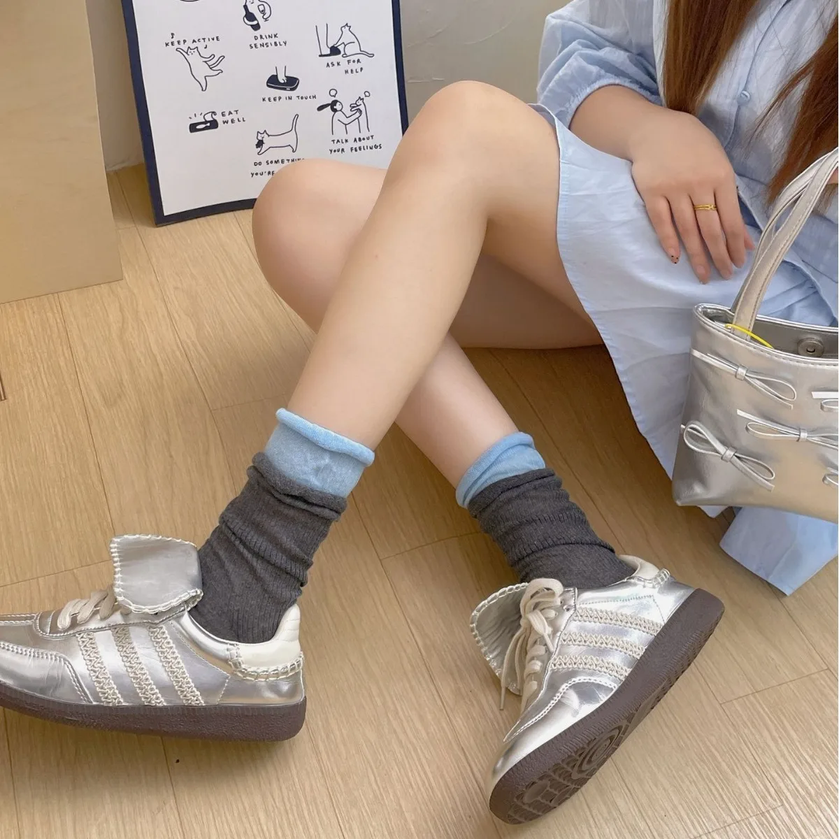 Women's Summer Spring Cotton Socks Color Pile Pile Stockings Thin Transparent Sweet Style Small Leather Shoes Socks Girls Gift