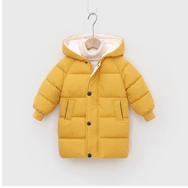 Neue 2-10 Jahre Winter Lange Jacke für Mädchen und Jungen, Outdoor-Bekleidung, Dick, Wärmeisolierend, mit Kapuze, für Kinder, Wattierte Baumwoll-Oberbekleidung – Detail 13