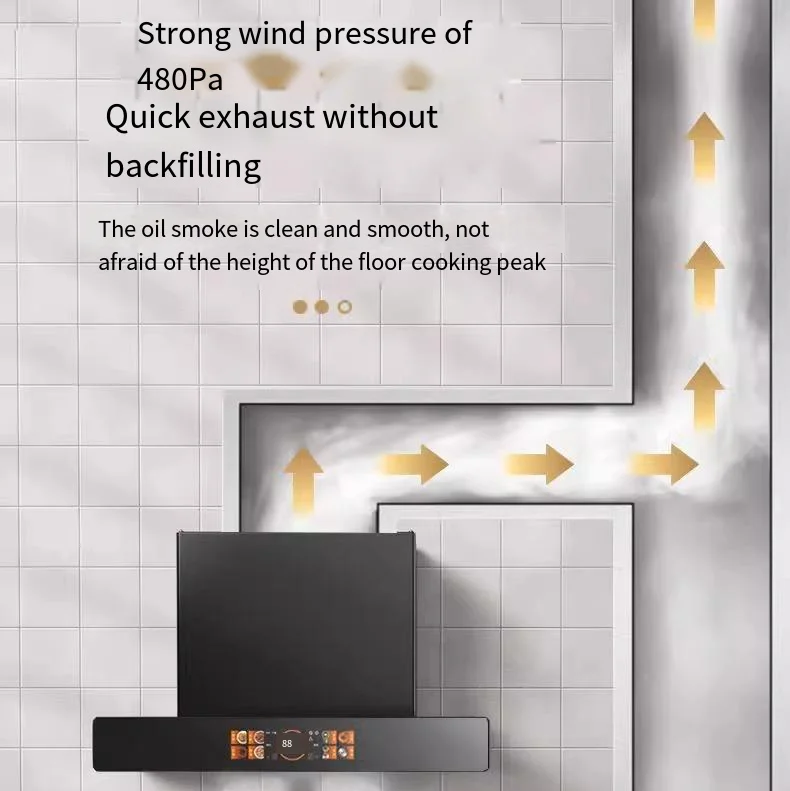 900mm 이중 필터 지능형 청소 본체 느낌 멀티 기어 풍속 주방 후드 범위 후드 가스 레인지 가전 제품