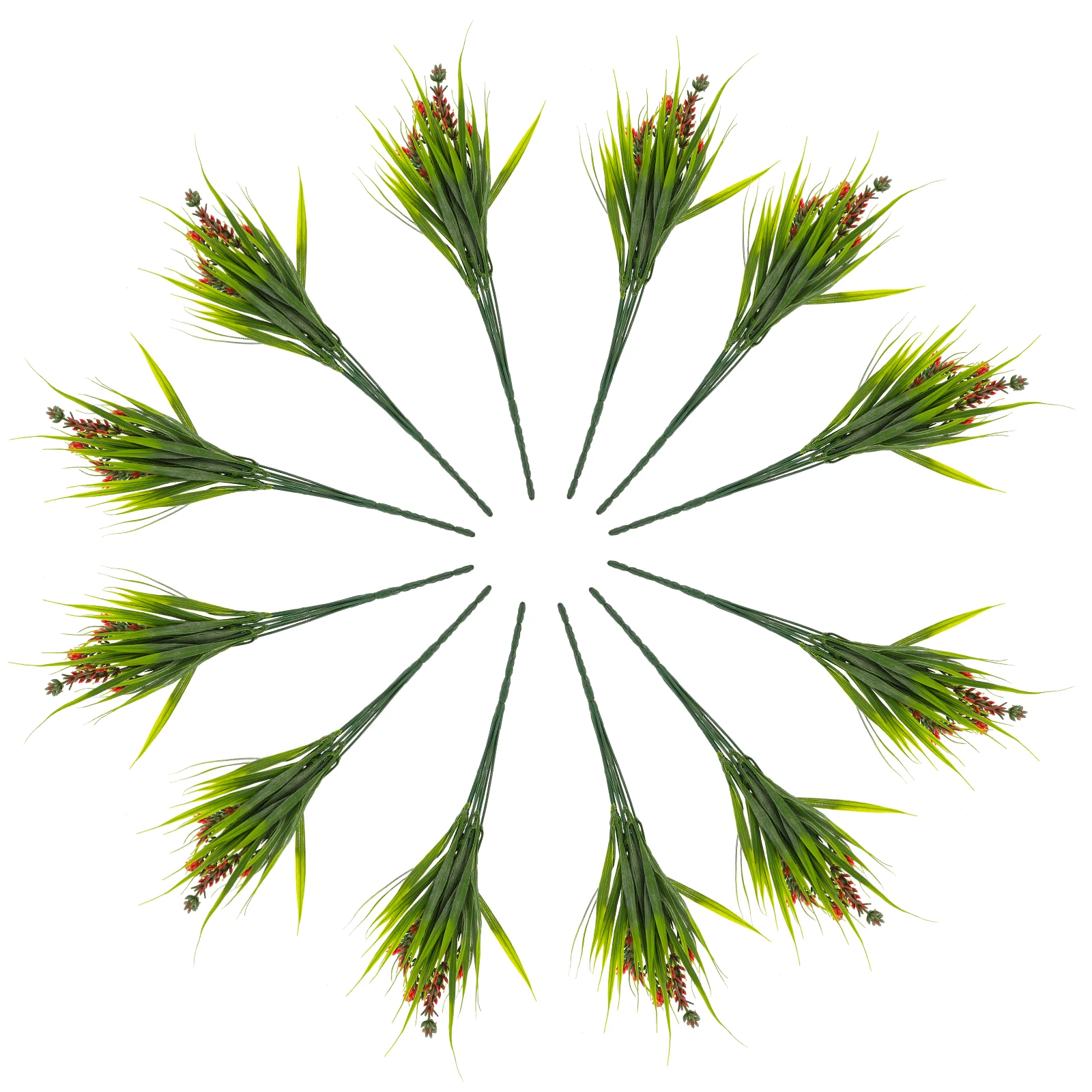 

12 Pcs Artificial Lavender Plants Fake Green Grass Decor for Holiday Home DIY Arrangement Wedding TableDecoration