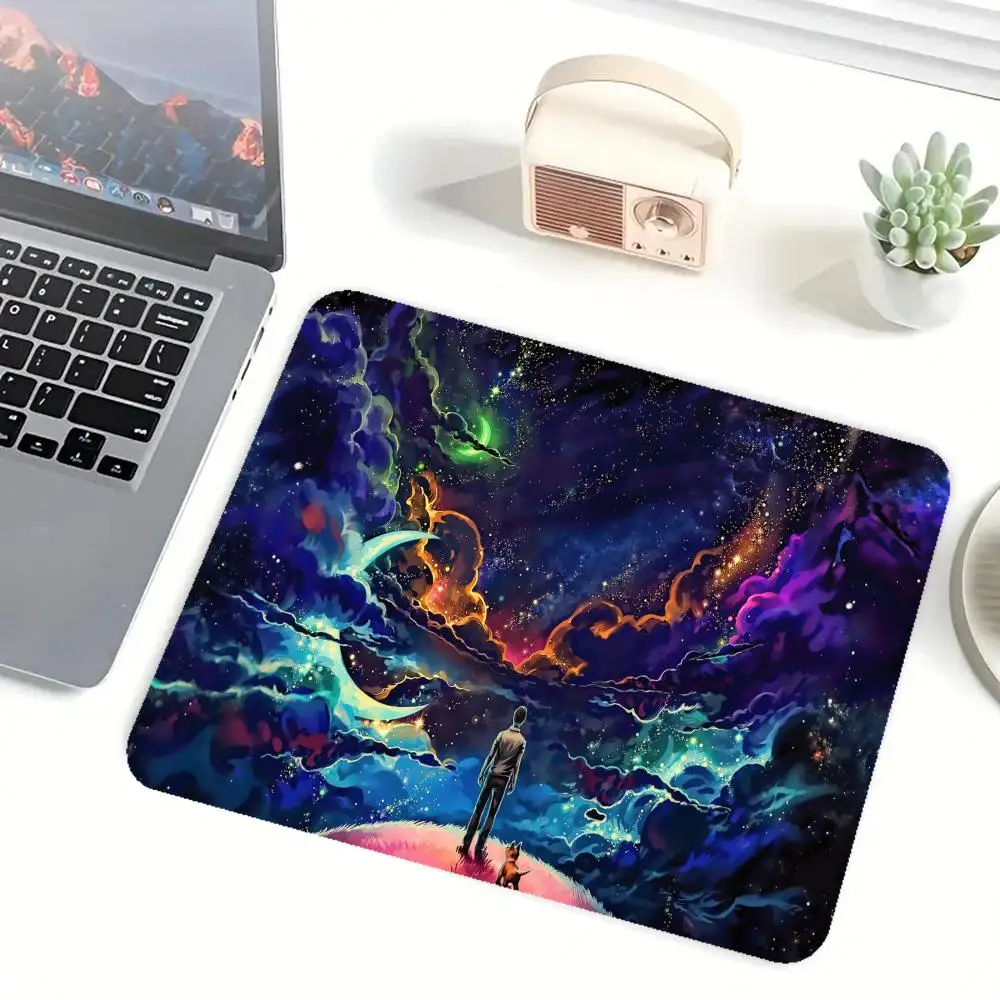 Colorful psychedelic art mouse pad, large non-slip desk pad, cartoon monster, e-sports game, office general pad