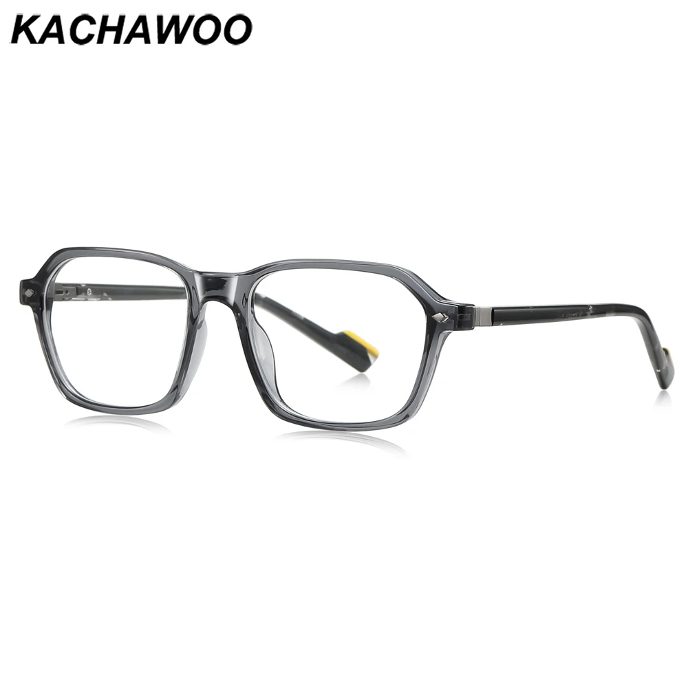 

Kachawoo male retro glasses blue light filter TR90 frame acetate square glasses frame for men European style grey blue brown