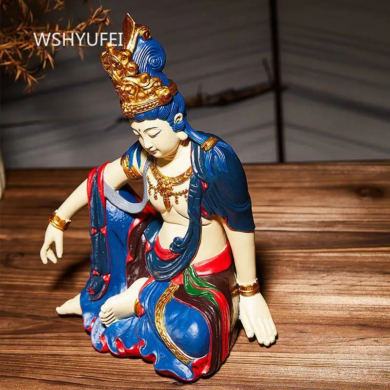 Free Guanyin Ornament Chinese Style Bodhisattva Statue Offering Buddhist Shrine Buddha Statue Ornament Sculptures Crafts