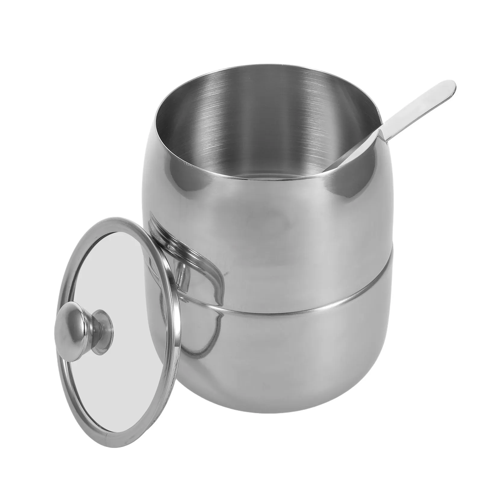 

1Set Stainless Steel Seasoning Jar Set with Transparent Lid and Spoon for Kitchen Spice Storage Salt Sugar Pepper Organizer