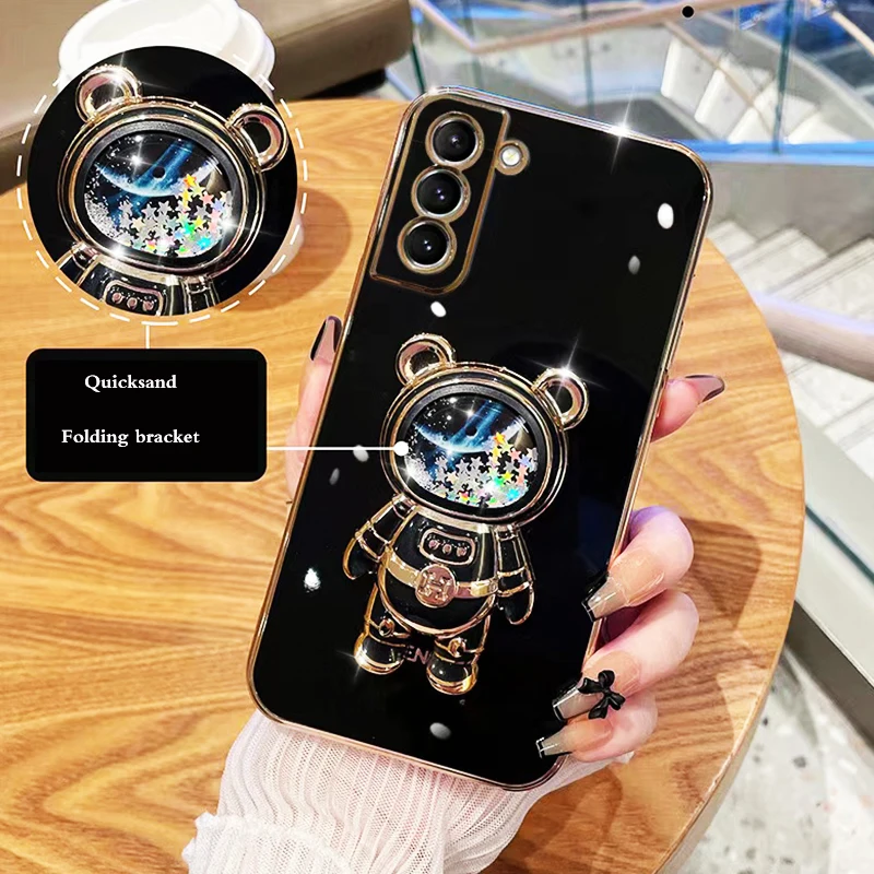 Phone Case For Huawei Honor 9X Pro 8X Max Nova 11Pro 10SE 10Pro 9SE 8SEYouth 8i Y6P Kickstand Cover Plating Quicksand Space Bear