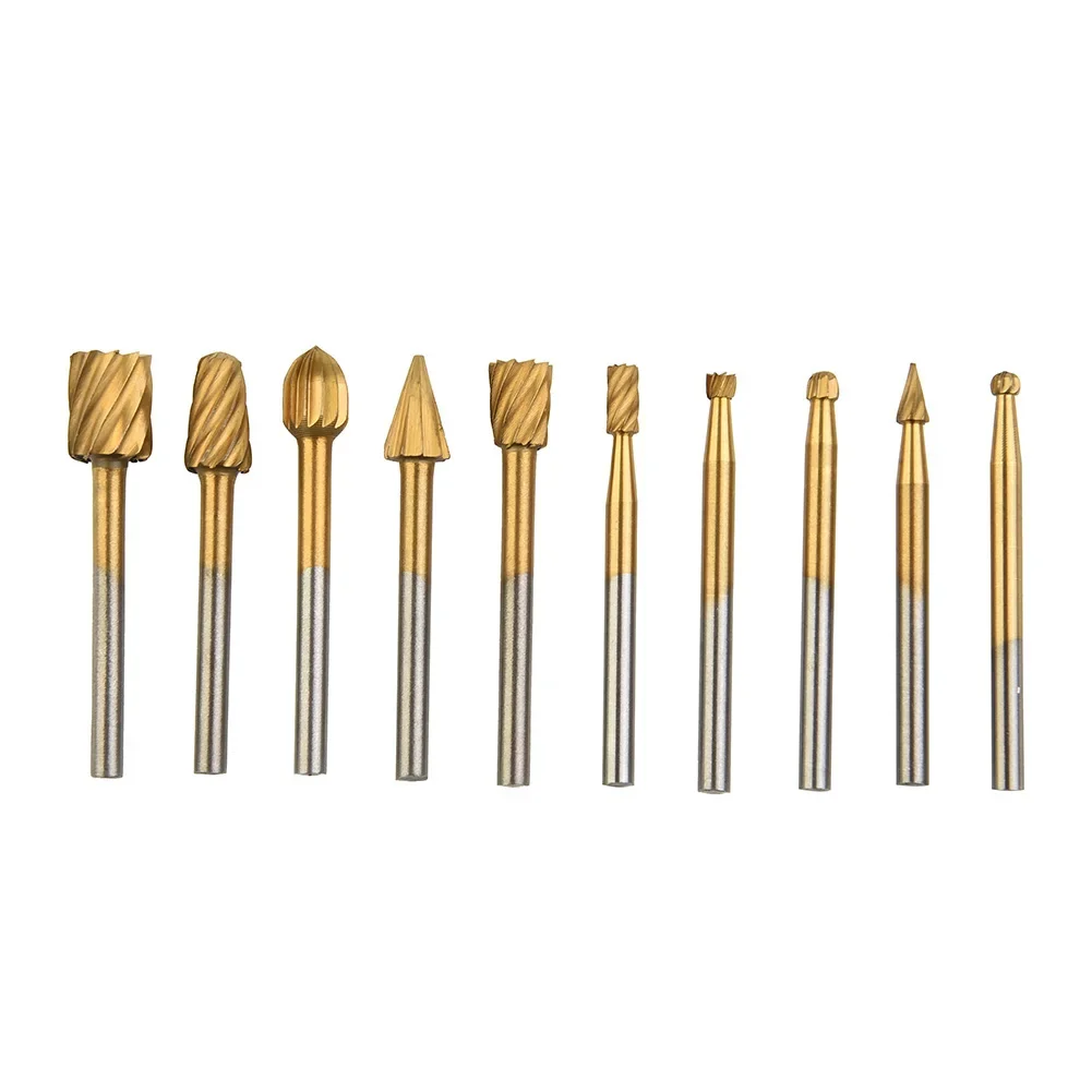 Imagem -02 - Raiz de Madeira Escultura Olive Pits Grupo Router Burr Grinding Bits Ferramenta Simples Hss Venda Quente Novos Acessórios 10 Pcs