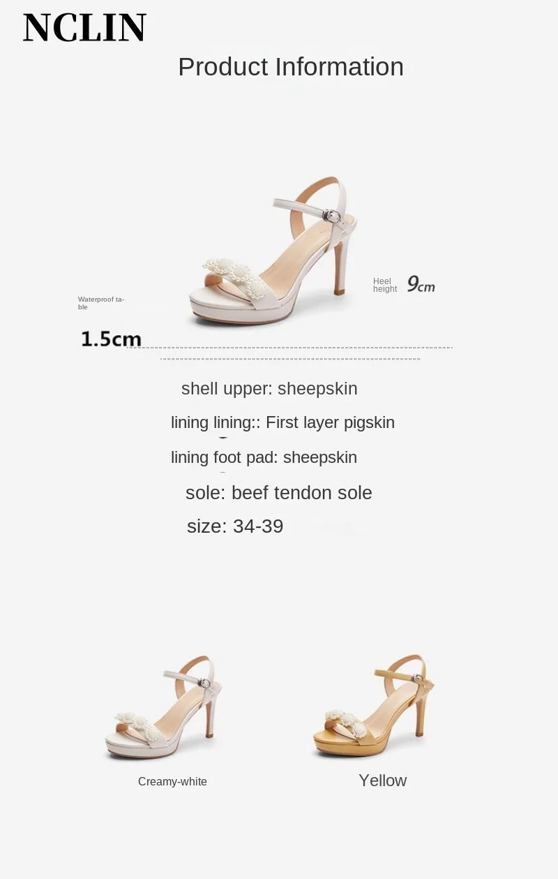 New 2024 Summer Sandals Women Shoes Round Toe Thin Heel Sandals Solid High Heels Genuine Leather Shoes for Women Party Shoes