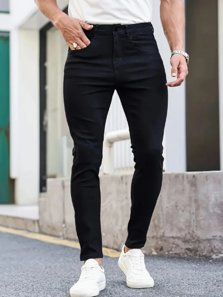 Мужские черные джинсы Slim Fit, вечный силуэт встречает современную эргономику