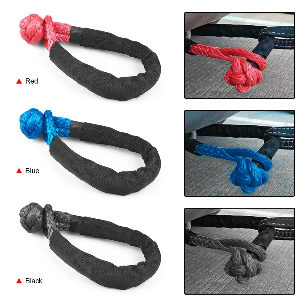 Car Trailer Hook Tow Strap 17ton, 37400lbs Tow Hook Soft Shackle Atv Utv U Hooks Winch Rope Knot Rescue Refitting Self Rescue