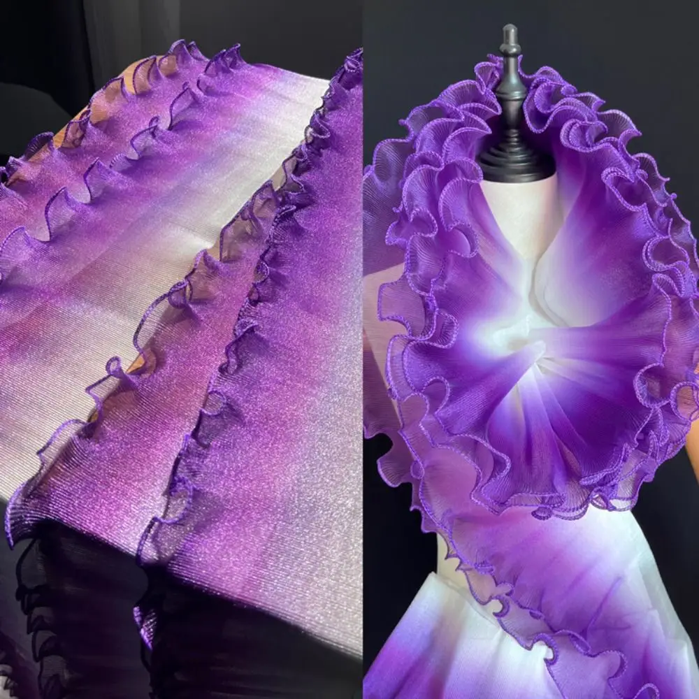 2 Yard Flounce Wave Lace Fabric Fashion Gradient Color Pleat Mesh Organza 12cm Wide Ruffle Dress Accessories