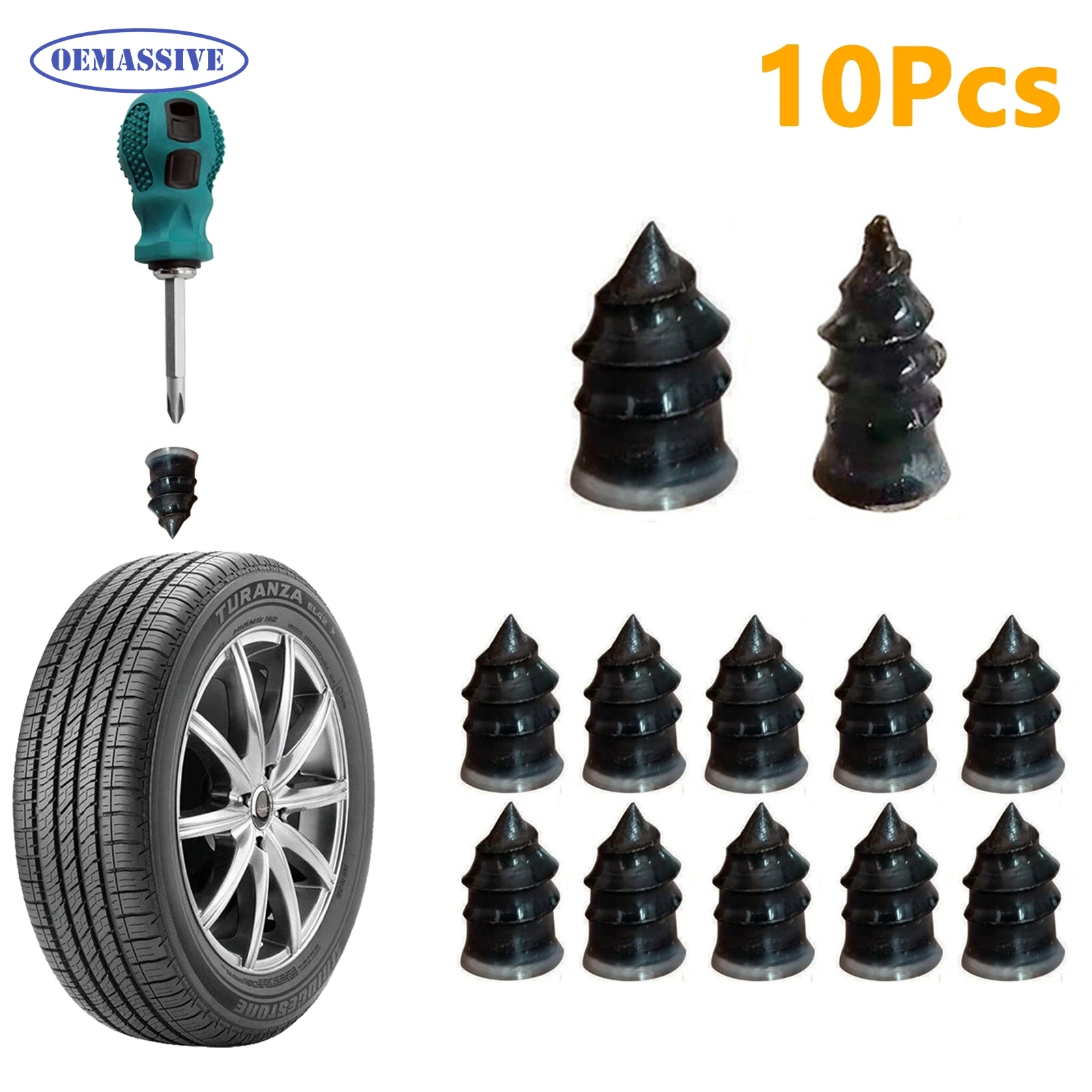 10x Motorcycle Vacuum Tyre Repair Nail Car Trucks Scooter Bike Universal Tubeless Rubber Nails Tire Puncture Repair Accessories