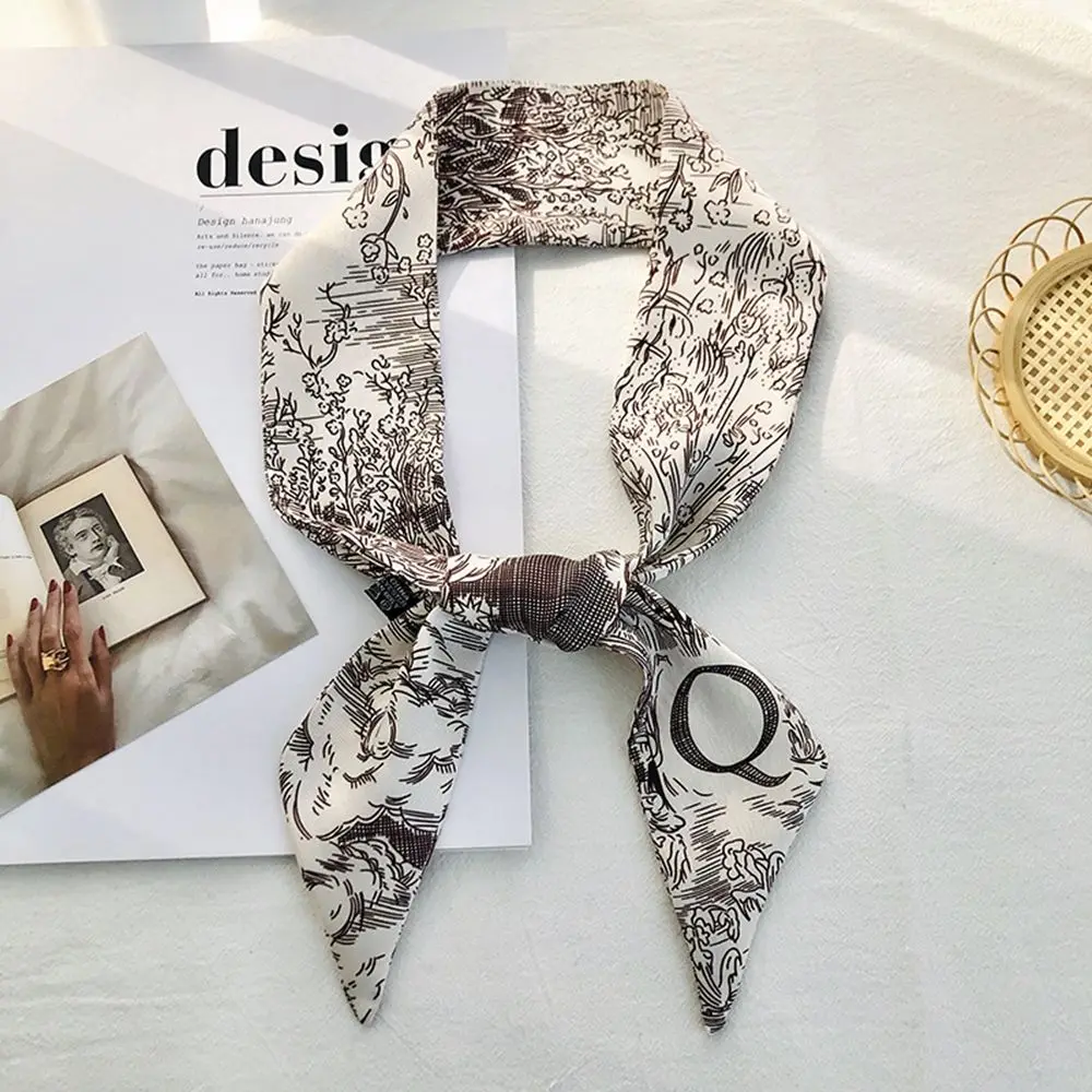 

Braided Hair 26 Letters Scarf Head Rope Satin Bow Printing Hair Scarf Silk Scarf Headband Korean Style Headband Female Headwear
