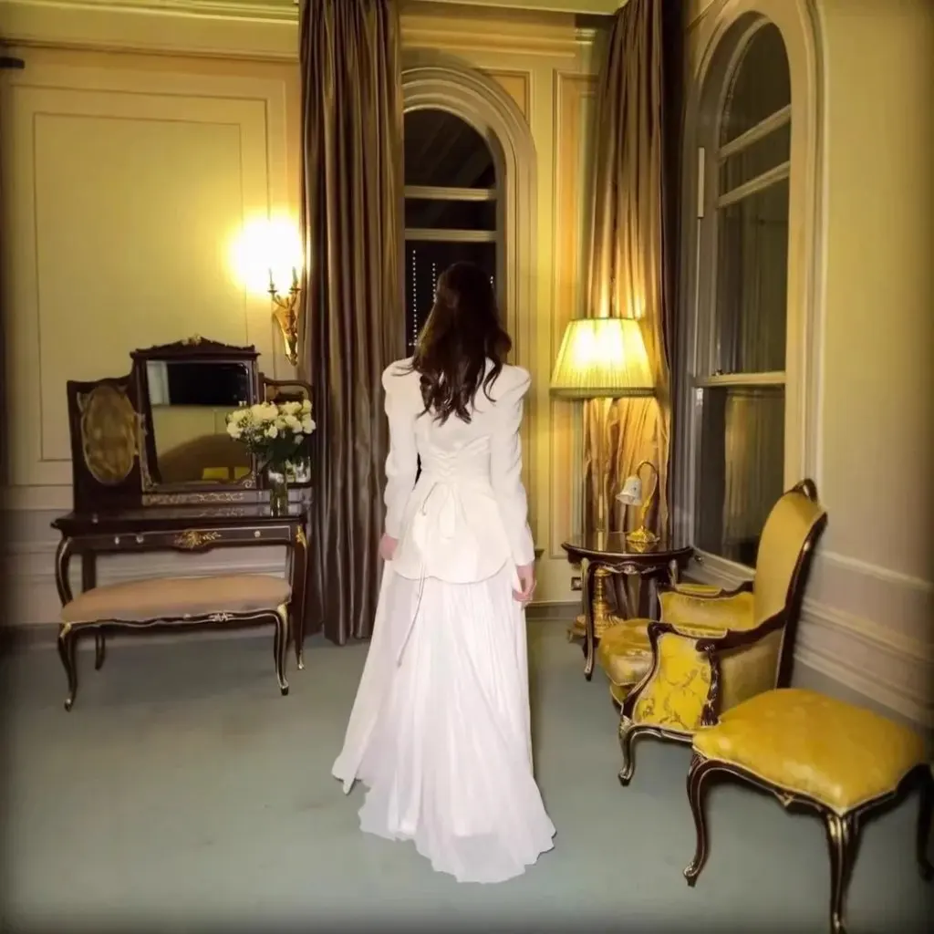 

Spring Pure White Diamond Edge Temperament Dress Suit Women's Fashion Set Independent Station Trade