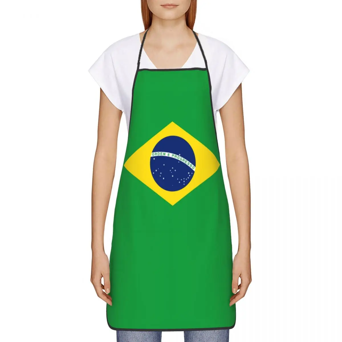 Brazil Flag Apron for Women Men Unisex Bib Cooking Kitchen Tablier Cuisine Chef Baking