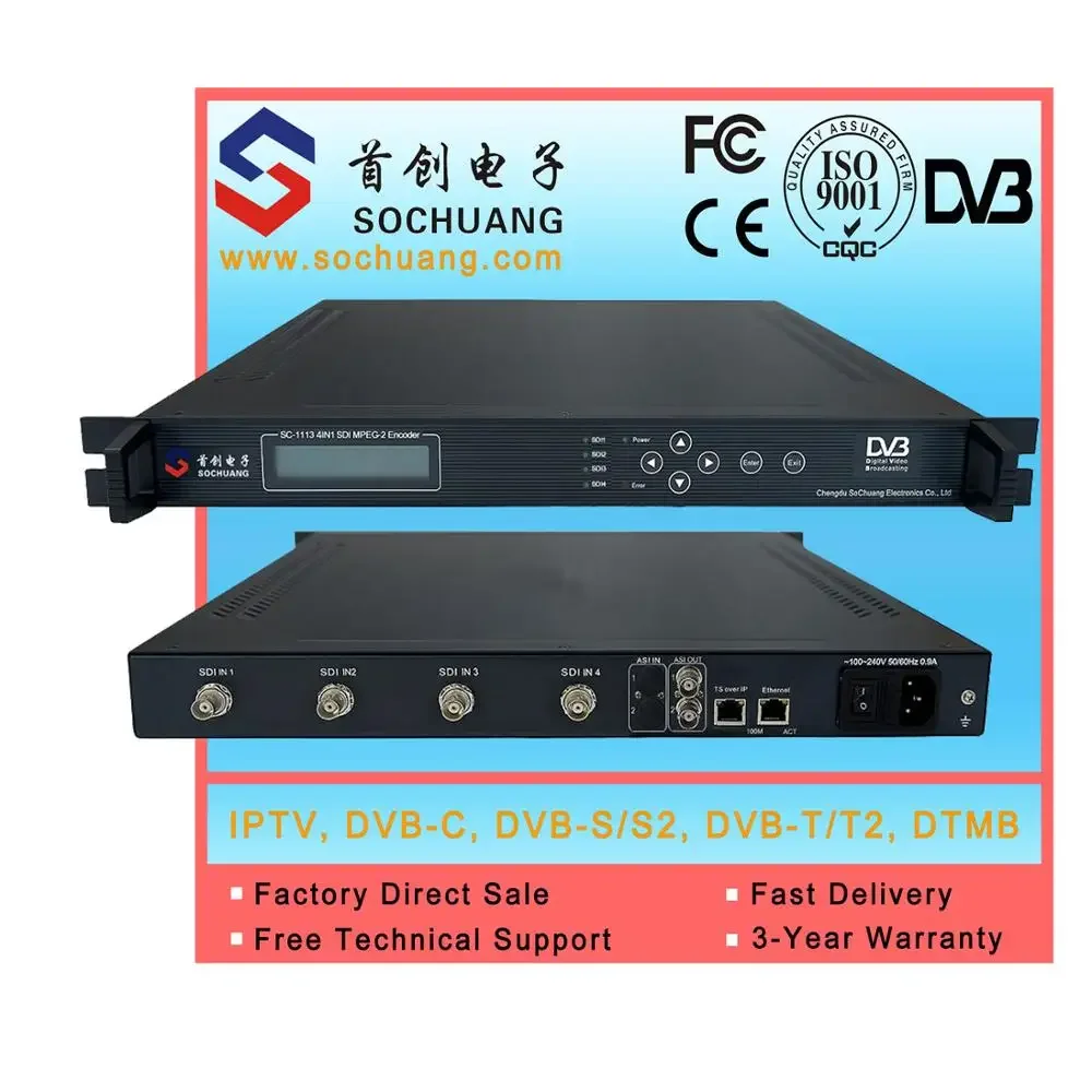 SD 4 Sdi Mpeg-2 Mpeg2 to IP Ts Udp Encoder with Sdi Embedded Audio