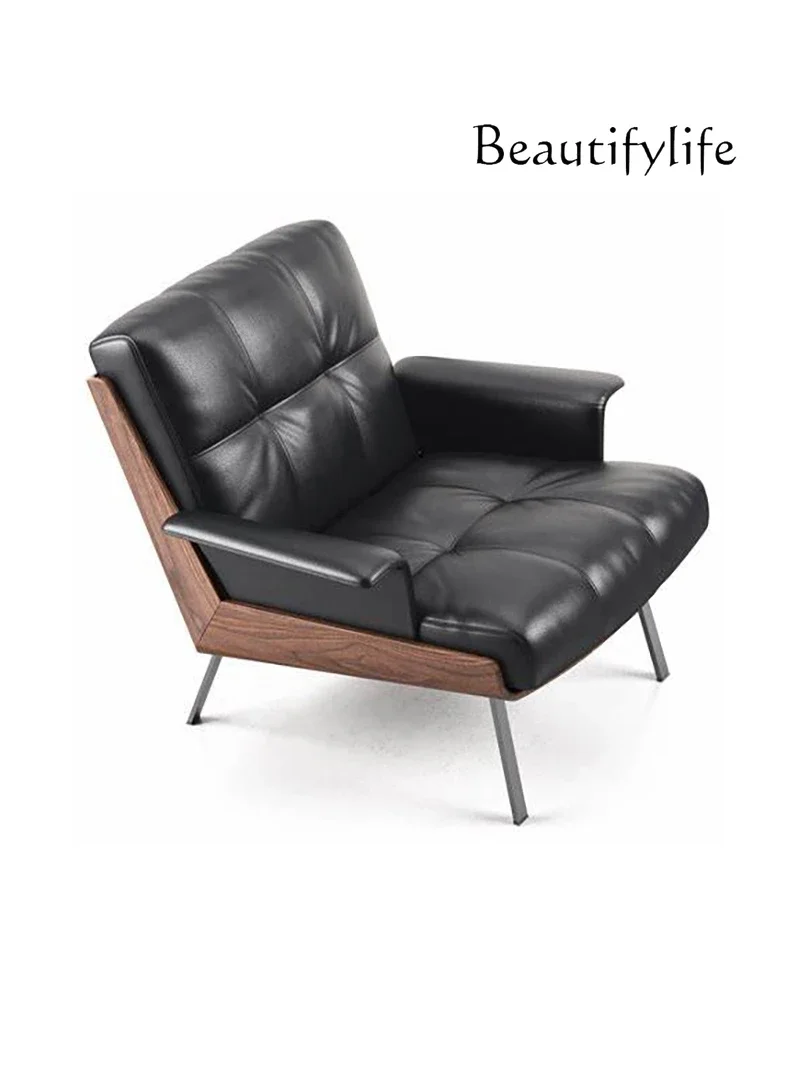 BJ Single Sofa Leisure Chair Full Leather Living Room Rotating Tiger Recliner Simple Design Furniture Customization