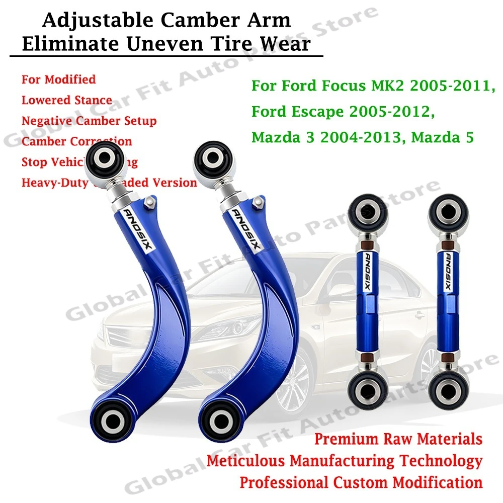 Adjustable Rear Camber Rear Toe For Ford Focus Escape Mazda 3 Mazda 5 Wheel Alignment Fix Uneven Tire Wear Suspension Mod Parts