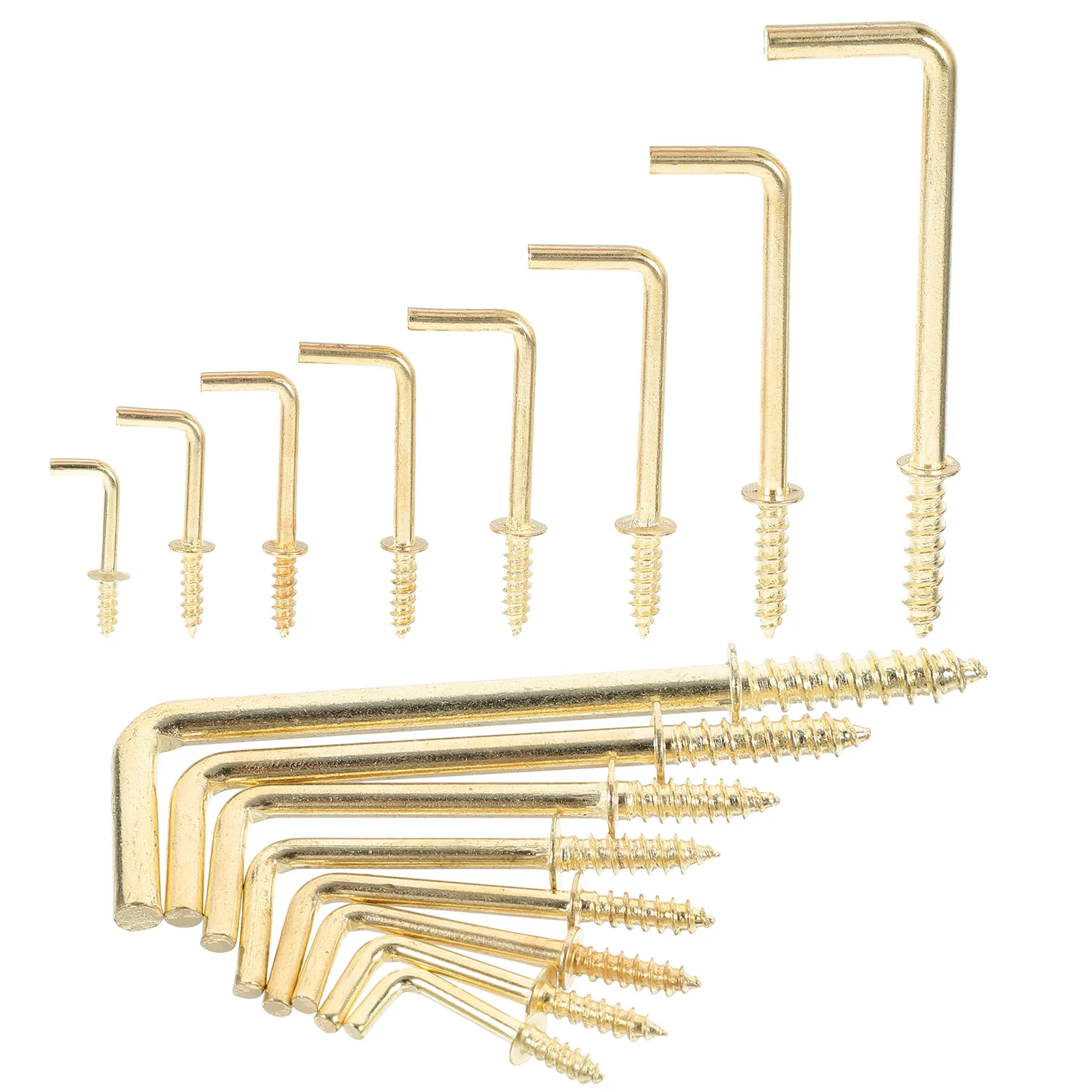 

1 set L-Shaped Screw Hooks Heavy Duty Iron Wall Gold Finish Self-Tapping Picture Hanger Right Angle Hook Hangers for Home