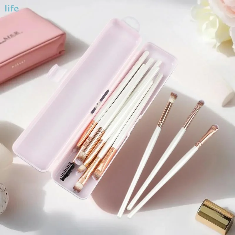 

Portable Makeup Brush Organizer Eyebrow Pencil Tableware Chopsticks Transparent With Cover Storage Box Kitchen Accessories
