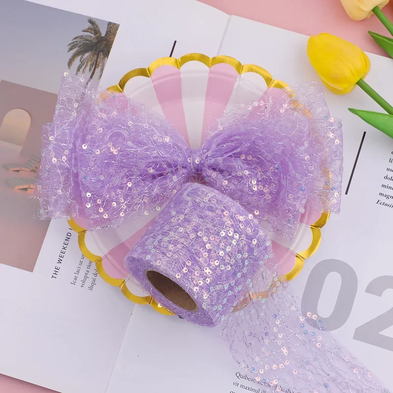 Double-Layer Tulle Ribbon, DIY Gauze, Handmade Tutu Skirt, Bow Poms, Hairbands Clips, Birthday Wedding Decor, 6cm, 10Yar