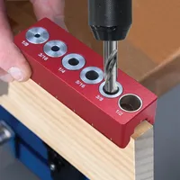 Inch 1/8-1/2 Vertical Pocket Hole Jig Carpentry Dowel Drill Guide Self Centering 6-Hole Drill Bit Guide Jig Positioner Locator
