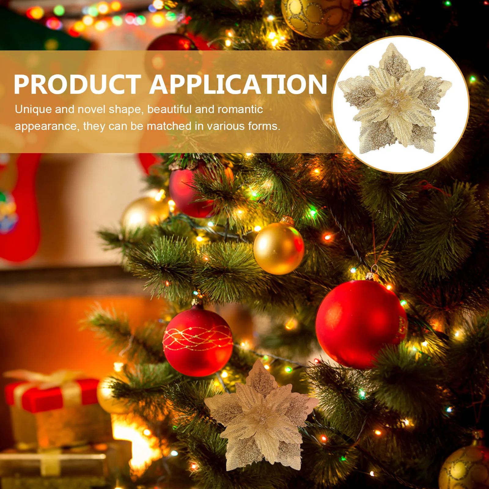 

8 Pcs Decorative Christmas Flower Decorations Party Accessory Artificial Fake Flowers