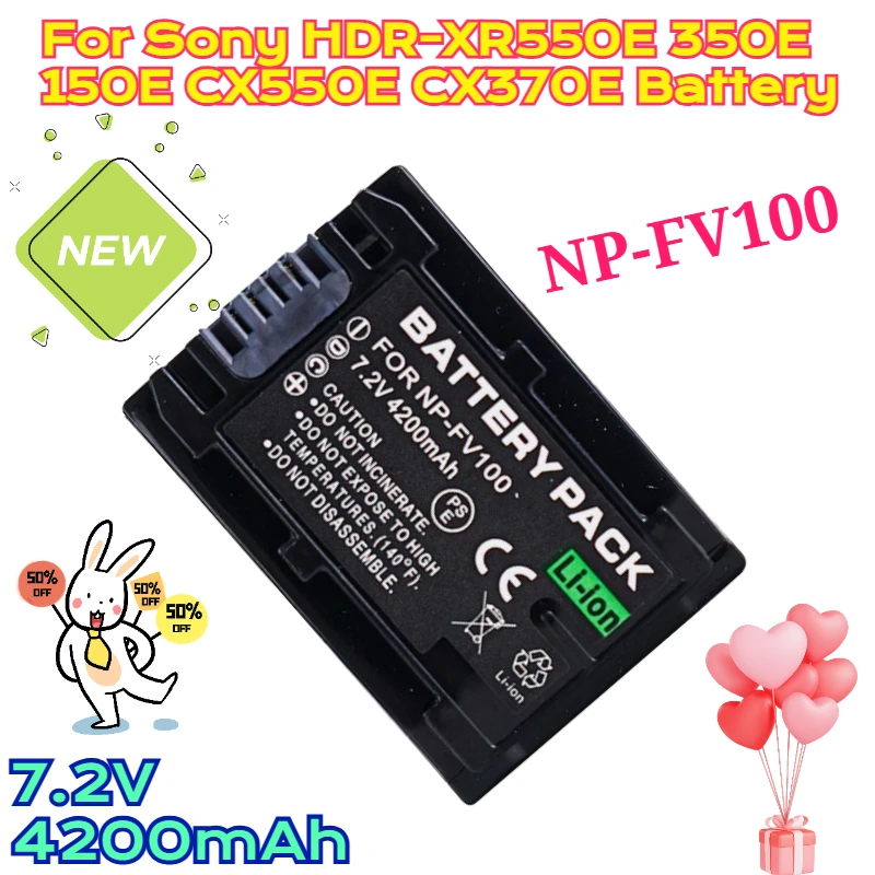

7.2V 4200mAh NP-FV100 Camera Battery for Sony HDR-XR550E 350E 150E CX550E CX370E Battery