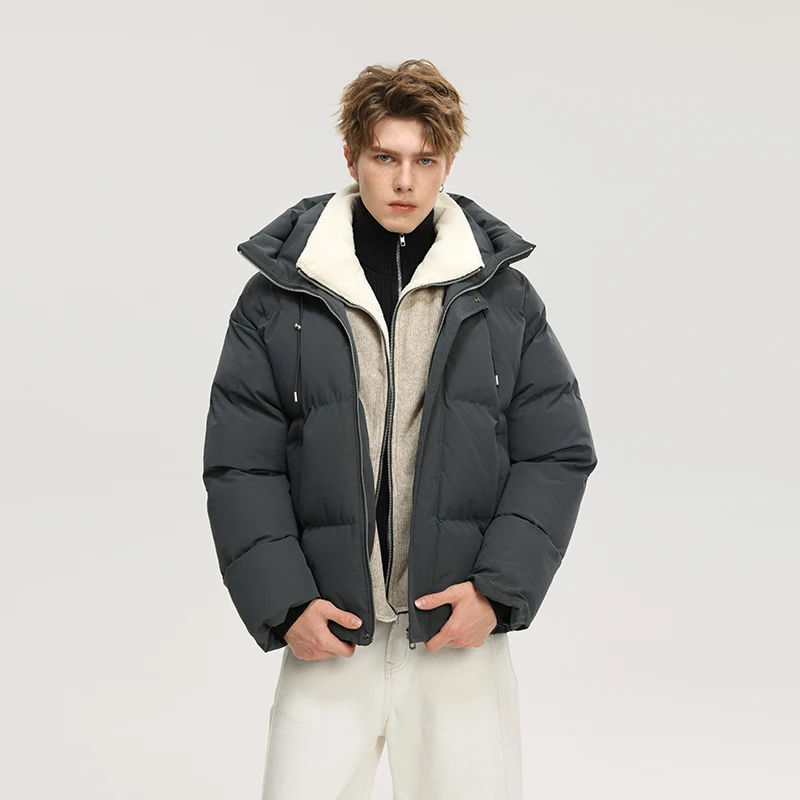 

Корейский стиль, простое и модное зимнее повседневное хлопковое пальто с капюшоном, мужское и женское парное пальто из полиэфирного волокна, теплое пальто унисекс Ned