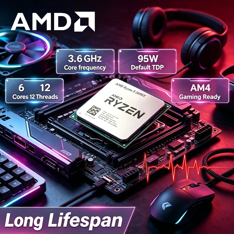 AMD R5 2600X Ryzen 5 LGA AM4 CPU Processor 6-Core 12-Thread 3.6GHz 95W 100% Brand New Smooth Multitasking