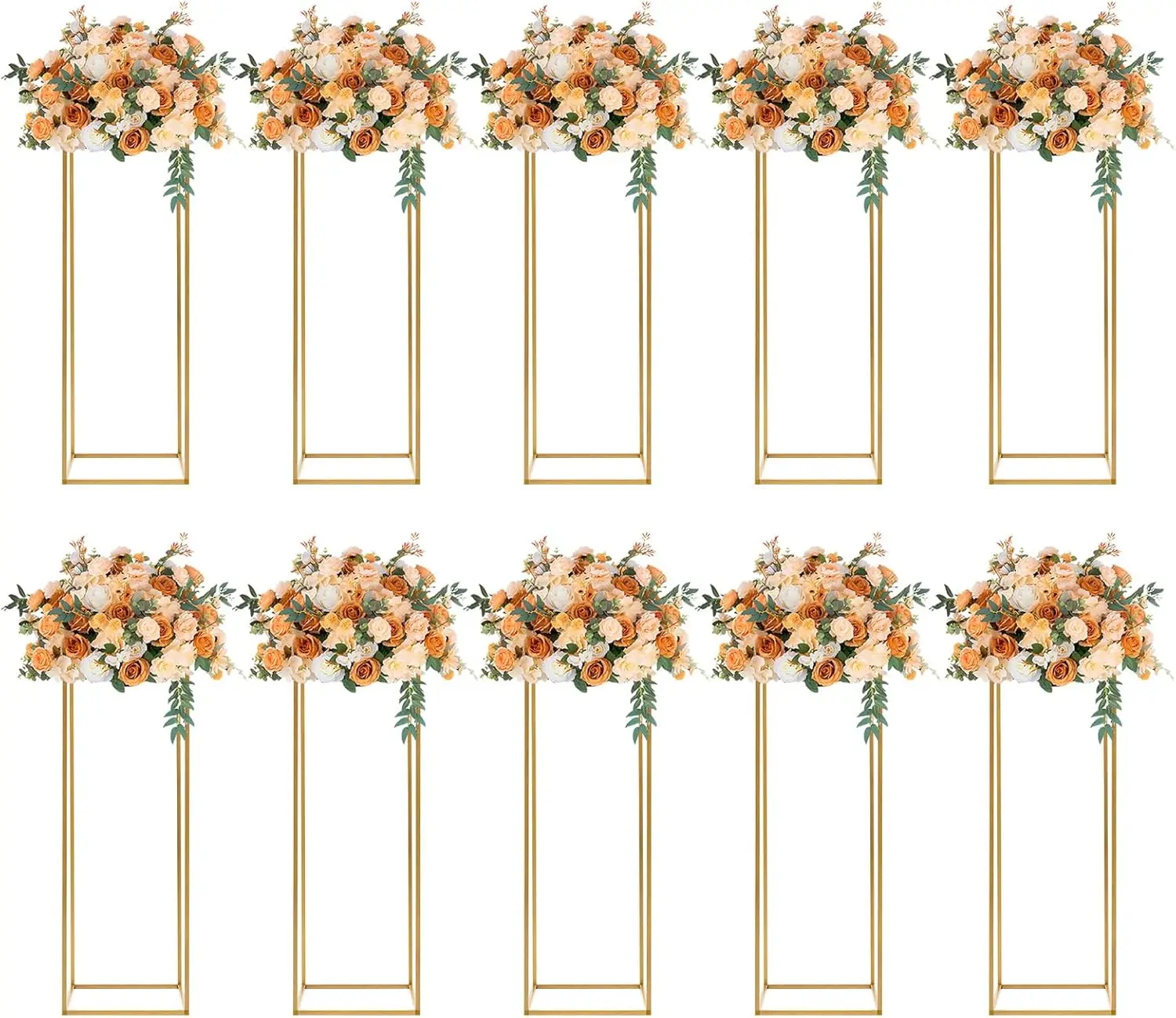 

Flower Stand for Wedding Table 10x 31.5 in Tall Gold Metal Centerpieces Decor