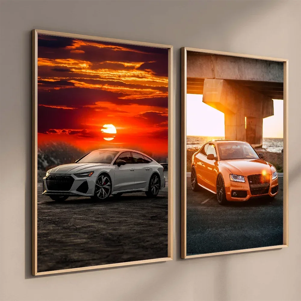 Audi Quattro Supercars Poster Decorative Painting Bedroom Bedside Wall Sticker Living Room Restaurant Cafe Entrance Mural