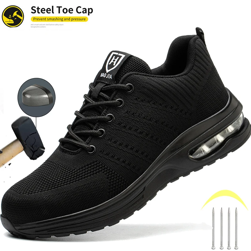 

Lightweight Safety Shoes Men Work Shoes Steel Toe shoes Breathable Sneakers all-season outdoor Indestructible Protective Boots