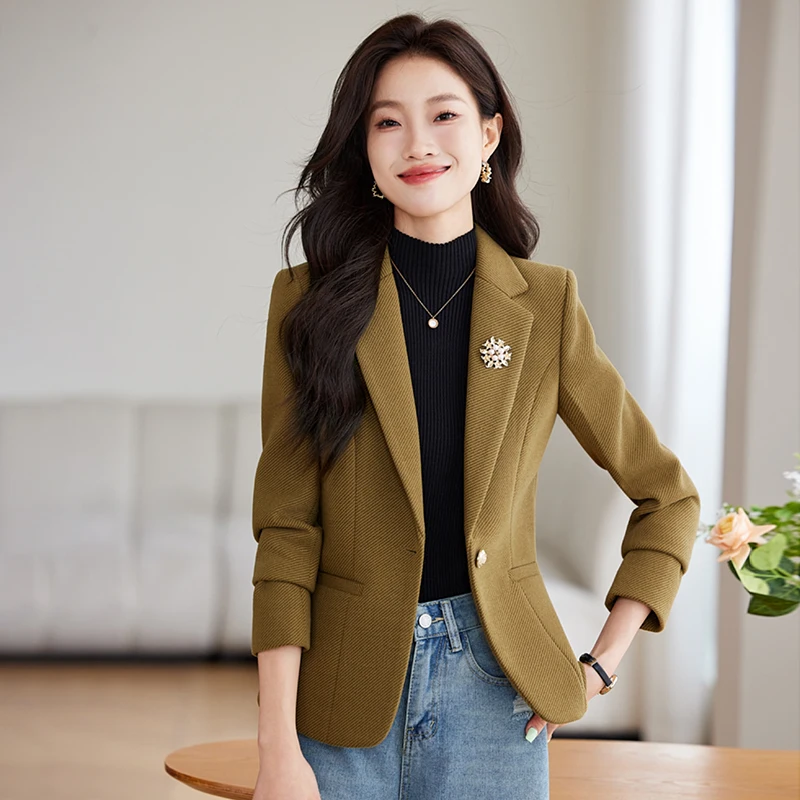 ZJYT Korean Fashion Blazers for Women 2024 Autumn Winter Outerwears Jackets Coats Elegant Chic Casual Casaco Feminino Plus Size