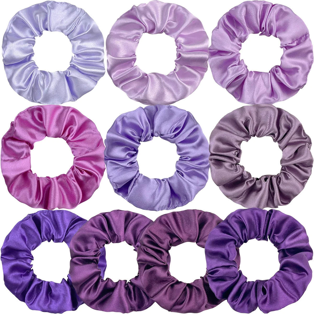 5 stücke Trendy Trauben Farbe Satin Scrunchies Frauen Nette Haar Zubehör Mädchen Lila Violett Serie Scrunchies Elastische Haar Bands