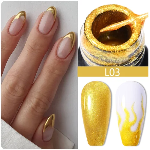 Imagen 2 del producto LILYCUTE, 5ML, esmalte de uñas en Gel a rayas doradas y plateadas, pintura de Graffiti para manicura francesa, barniz de Gel semipermanente para decoración de uñas