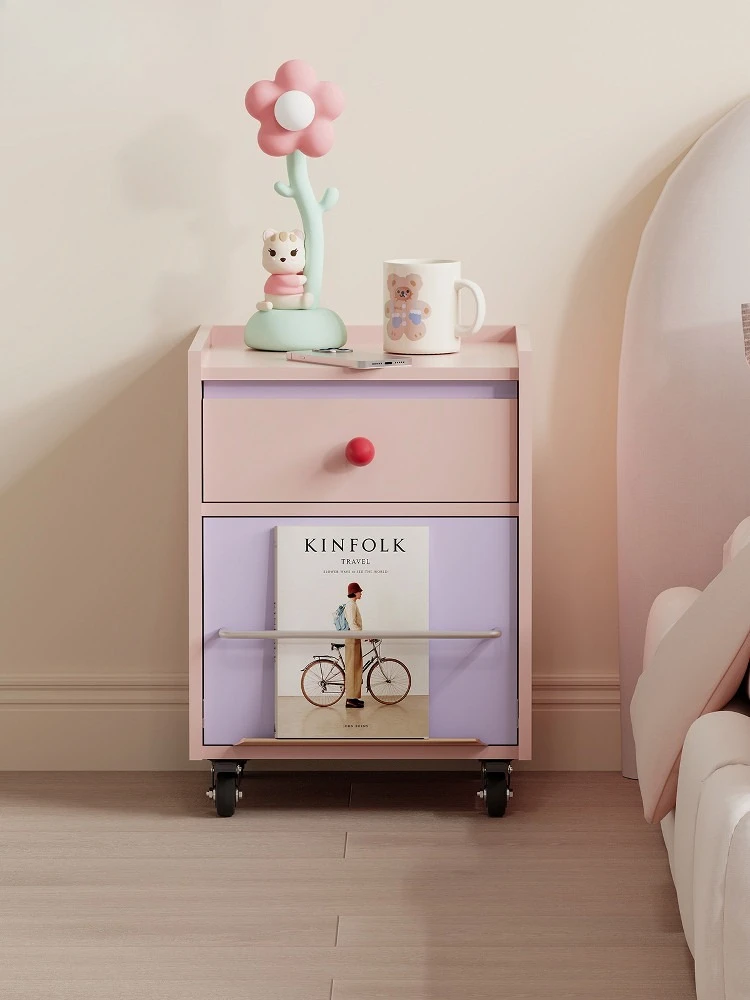 

Прикроватная тумба-органайзер на колесиках для спальни, многофункциональная, в стиле «Кремовый ветер»