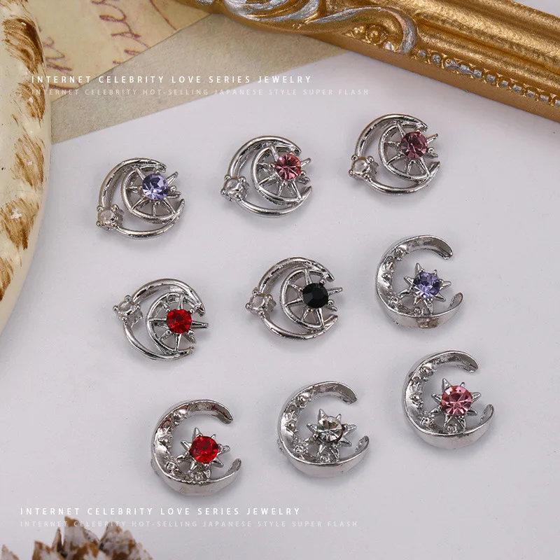 10PCS 3D Luxury Alloy Moon ดาวเล็บ Art Charms เครื่องประดับอุปกรณ์เสริมสําหรับเล็บตกแต่งวัสดุเครื่องมือ
