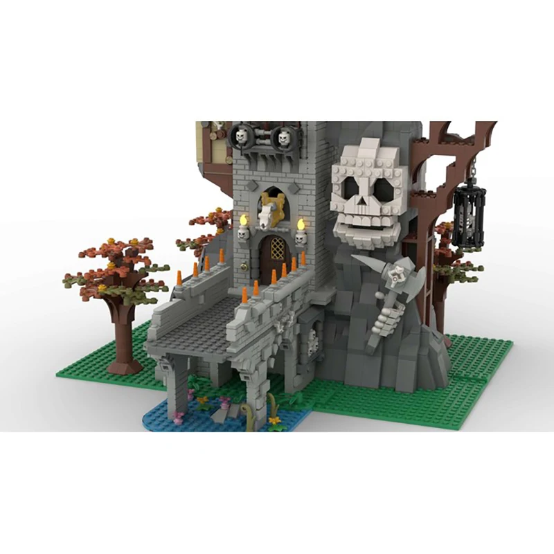중세 성 모델 Moc 빌딩 벽돌 해골 경비대 건물 기술 모듈 형 블록 크리스마스 DIY 장난감 휴일 선물