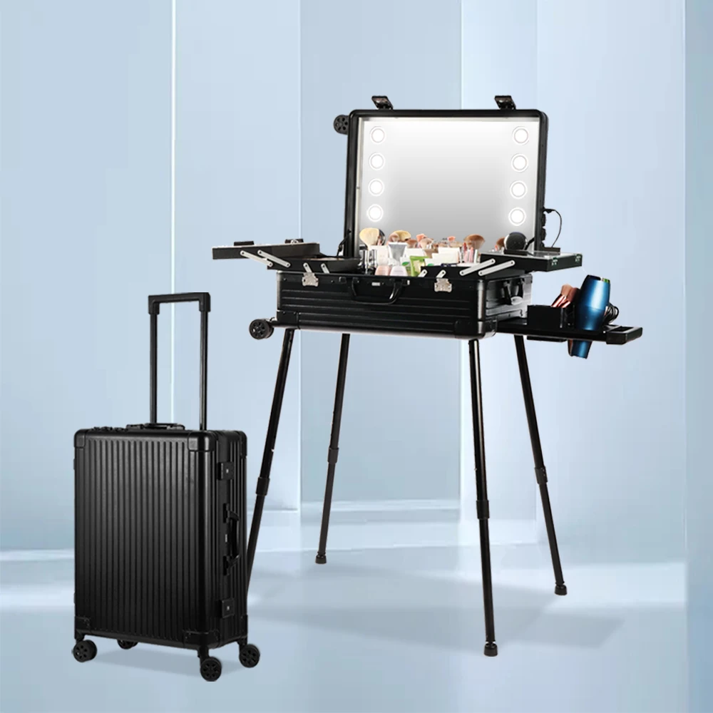 OBOX Hot Sell PC Makeup BOX Cases Train Case With LED Light Multi-Layer Storage With Illumination