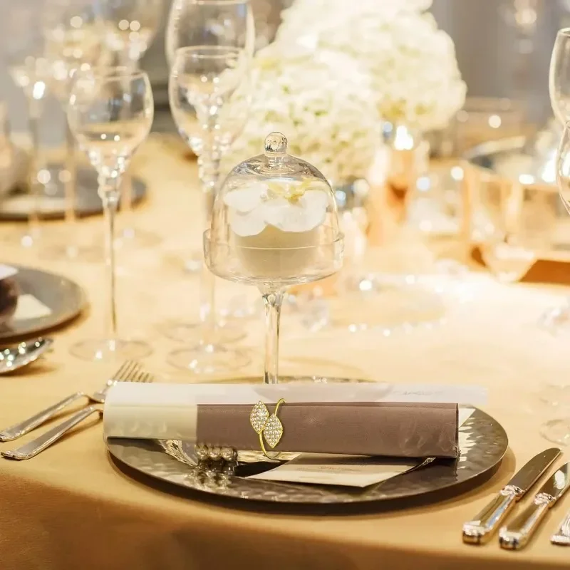Wedding Napkin Ring Table Decoration Party Rhinestone Napkin Wedding Napkin Holder Rings Hotel Buckles Banquet Leaves Shape
