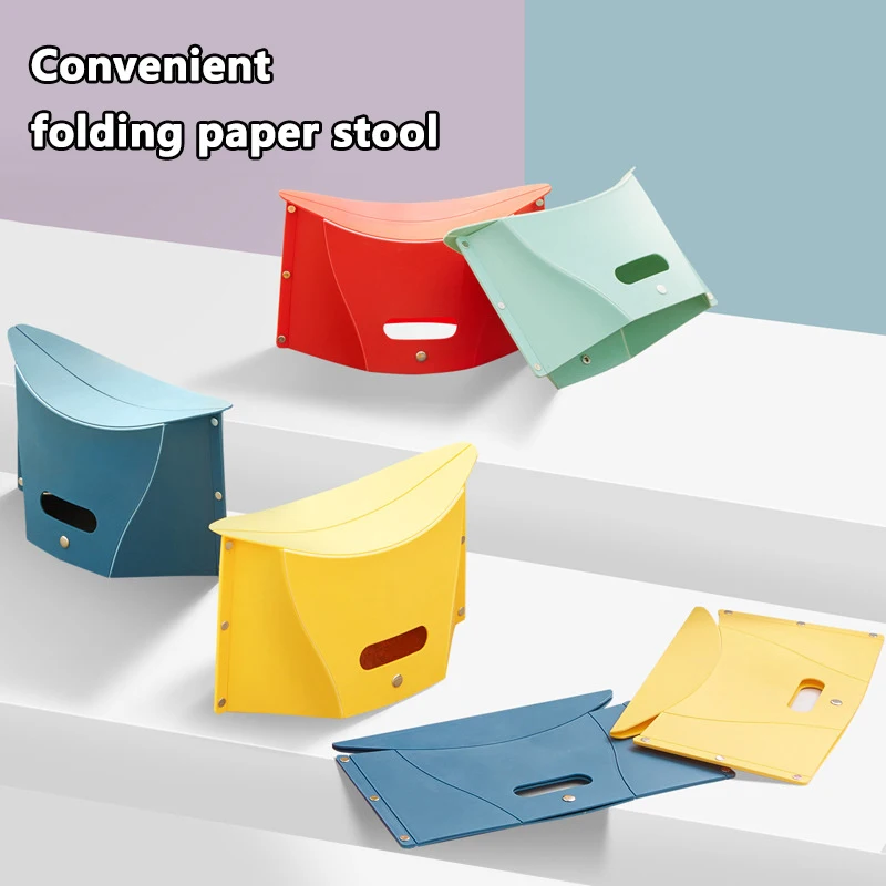 Folding Card Stool Outdoor Camping Fishing Multi-functional Hand Basket Folding Stool Portable Plastic Stool