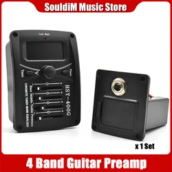 Acoustic Guitar Pickup 4 Bands Chormatic Tuner EQ Equalizer Pickup Guitar Preamp Piezo Pickup Guitar Parts & Accessories