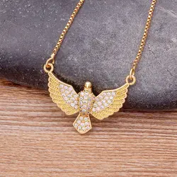 Nidin Luxury Zircon Eagle Pendant Necklace Wholesale Gold Plated Animals Cool Fashion Chain Choker Party Birthday Gift Jewelry