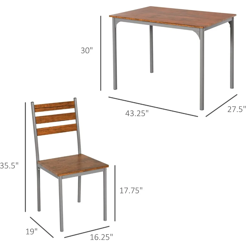 Modern Dining Table Set for 4, 5-Piece Kitchen Table Set, Rectangular Dining Table and 4 Chairs for Small Space, Dinette,