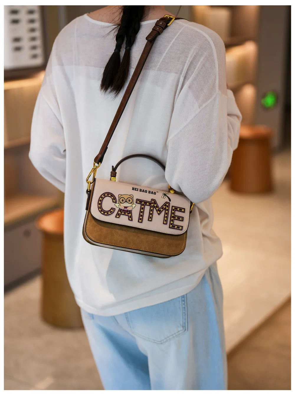 

2025 New Cat Print Handbag Stylish Crossbody/Shoulder Purse, Lightweight Square Bag Adjustable Strap, Trendy Daily Bag for Women