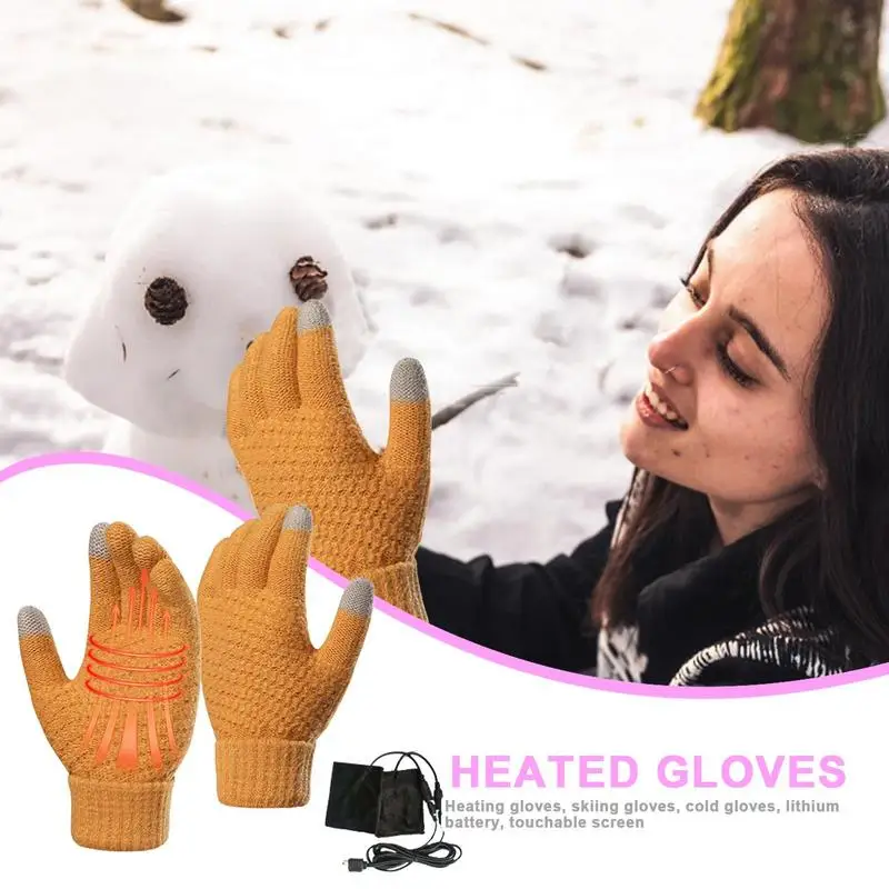 Heated Gloves Winter Thermal Warm Gloves With Built In Heating Sheet USB Touchscreen Soft Winter Work Gloves For Men Women