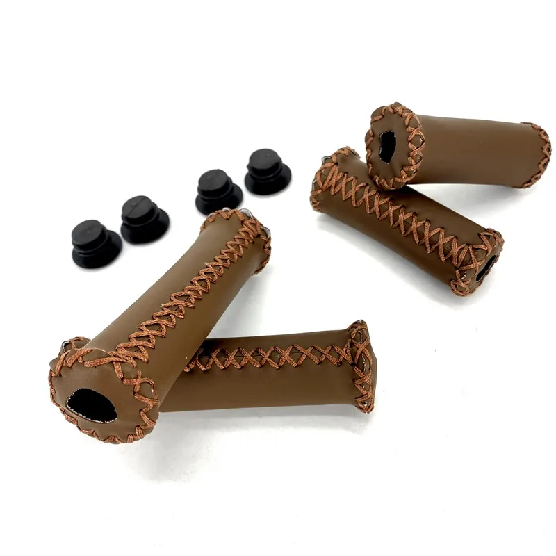 City Retro Bicycle Folding Bike Grips Artificial Leather 90mm 123mm 22.2mm Handlebar Grips Soft and comfortable Bicycle Grips