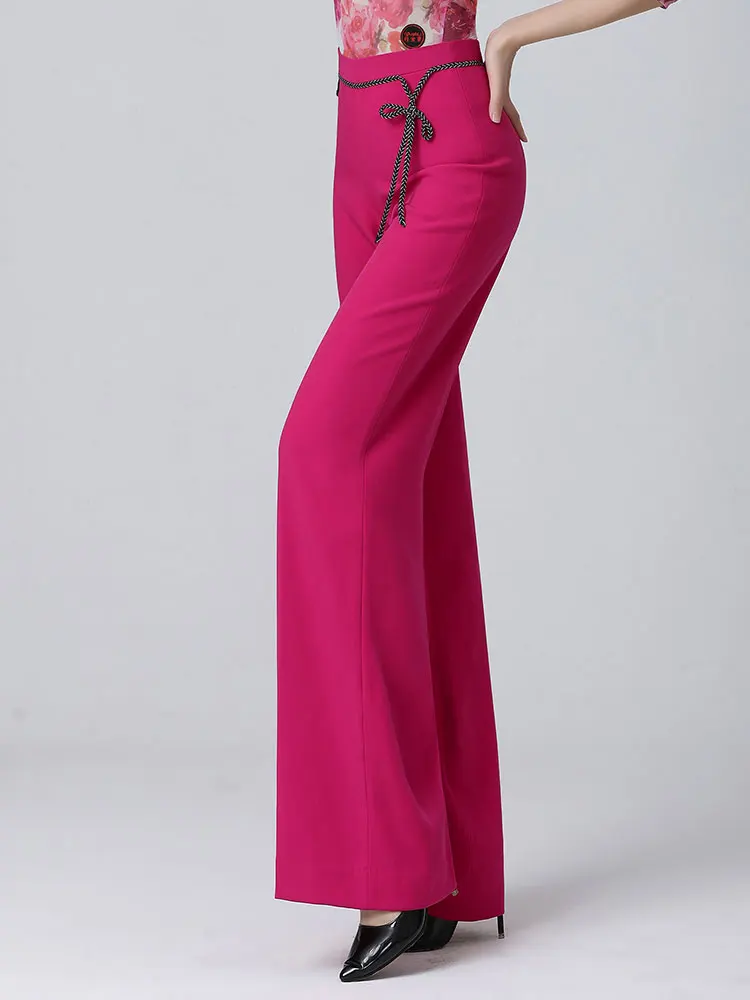 กางเกงเต้นรำผู้หญิงแดนโบโลสีม่วงแดงสำหรับซัมบ้า กางเกงเต้นรำสมัยใหม่ระดับไฮเอนด์ ทรงขากว้าง ชุดออกกำลังกาย ชุดกีฬา ชุดเต้นรำละติน