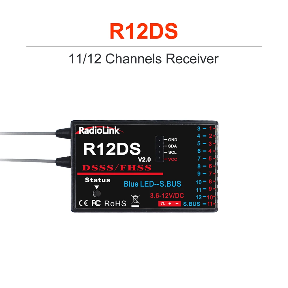 RadioLink RC Receiver R12DS R12DSM R9DS R6DS R6DSM 2.4G 6/9/10/11/12CH Receiver for RC Transmitter AT10II/AT10/AT9S Pro/AT9